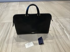 Prada Black Saviano Leather Briefcase Unisex