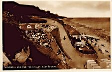 Eastbourne Postcard 1930 Real Photo Tea Chalet Parasol Beach Hut Holywell Sussex