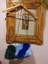 Pinko Blue Green Faux Fur Chain Bag