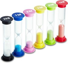Sand Timer for Kids-Colorful and Attractive-Easy to Operate- Pack of 6 Hourglass