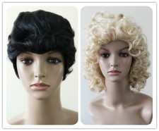 50's Black Mens Teddy Boy Danni Blonde Curly Sandy Wig Fancy Dress Costume