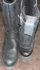 UGG Black Leather Mid-Calf