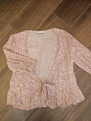 Ganni wrap front blouse - ganni, blouse-pink