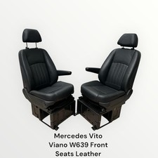Mercedes Vito Viano W639 Front Pair Of  Seats With Bases 2003-2014 Leather Black