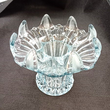 ANTIQUE ART DECO GLASS VASE ICE BLUE LILY VASE WITH FROG
