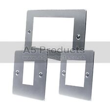 Grid Outlet Modular Wall Face Plate Data Plate Brushed Satin Matt Chrome Flat