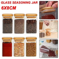 6PCS Glass Spice Jars Airtight with Bamboo Lids Storage Bottle Containers Pots