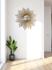 Chaty Vallauris Mirror Sun and Witch 51cm Gold Metal Original C726