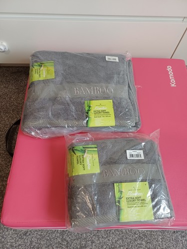 Luxury bamboo towel set grey - towel,