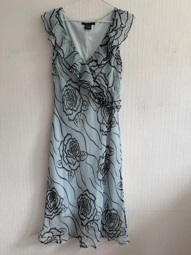 Blue rose chiffon ruffle dress - blue,