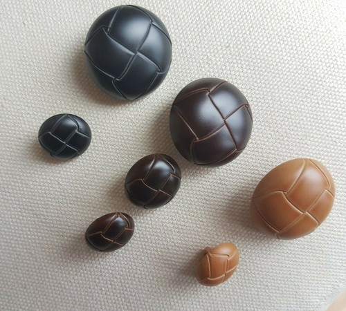 Leather look round buttons - leather,