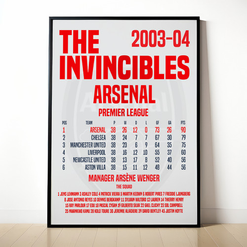 Arsenal invincible framed - invincible, a4
