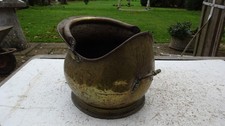 Old Brass Coal Scuttle Fire Place Bucket