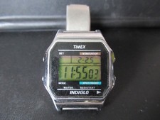 Timex Indiglo Digital Men Silver Tone Alarm Watch