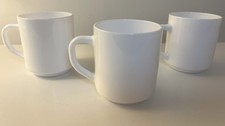 3 White Arcopal Mugs - Plain