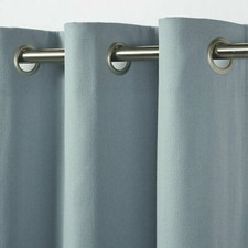 1 Pair of B&Q Taowa  Blue-Grey  Plain Unlined  Ring Top  Curtains 66"x90"