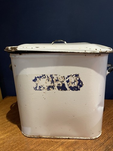 Vintage white enamel bread bin - vintage,