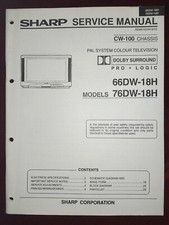 SHARP 66DW-18H 76DW-18H Television TV Repair Service Manual SEMK76DW18H/2 CW-100