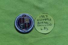 1887 ENAMEL Silver One SHILLING Coin Queen Victoria (1837-01) (4.82grams)