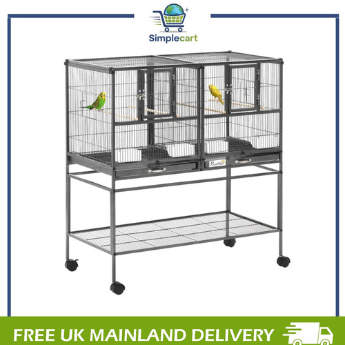 Double rolling bird cage with - bird,