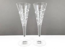 2 x Stuart Crystal Jasper Conran Aura Fluted Champagne Glasses  10" Tall