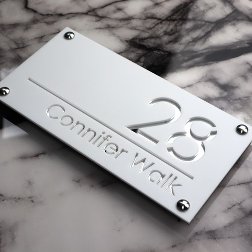 Contemporary house sign plaque - contemporary,