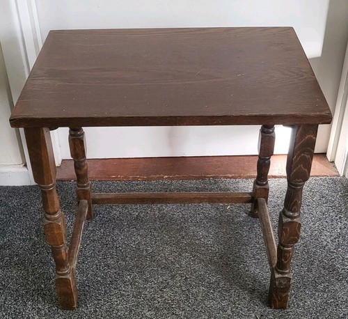 Vintage oak small side table - small,