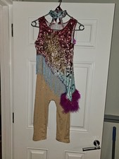 Age 7 8 Years Pink Blue Stoned Freestyle Dancing Costume ADFP Suit Fast Slow