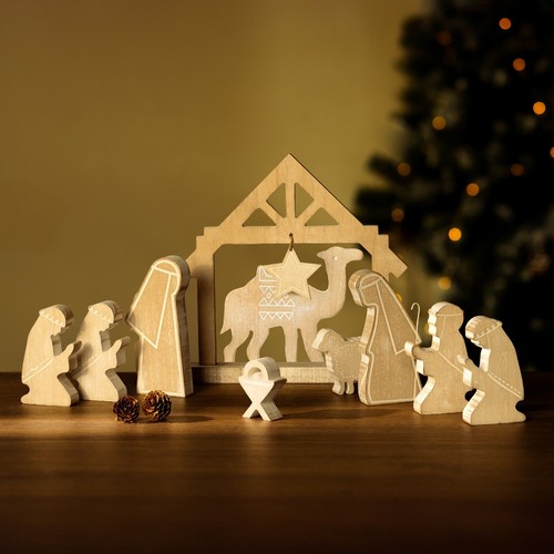 Christmas wooden nativity - christmas,