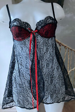 Fifi Chachnil @ Topshop babydoll S black lace padded 32B bra top front opening