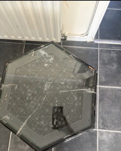 Black hexagonal glass top - glass, side