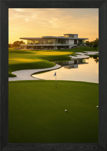 Golf course sunset - course, framed