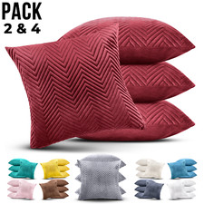 Large Filled Cushions Pack 1, 2, 4 Velvet Cushion with Cover Bed Sofa Pillow Set
