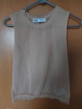 Zara Thin Sleeveless Tan Top Size M See-Through