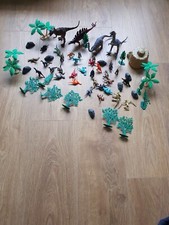 Dinosaur Bundle Big Small Toy Figures T-Rex Stegosaurus Trees Rocks Etc