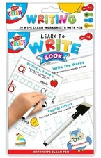 Kids Learn to Write Alphabets Words Educational Wipe Clean Book With Pen School
