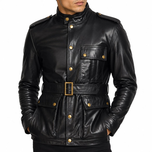 Men black genuine lambskin - men's,