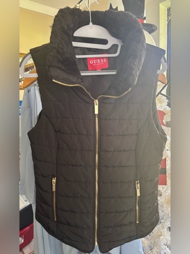 Guess black quilted vest - black,