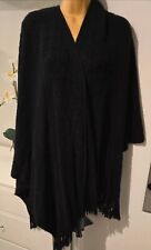 Ladies black tassle shawl patterned multiway one size