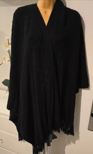 Ladies black tassle shawl