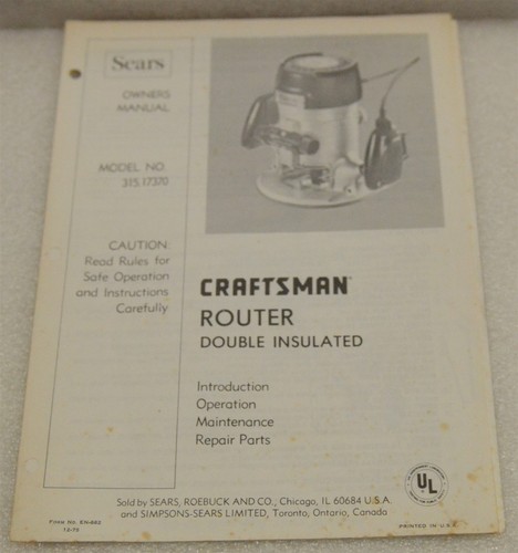Sears craftsman router double - router,