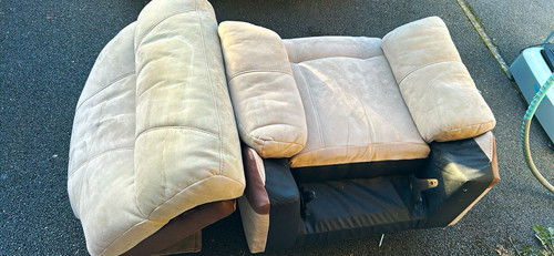 Beige reclining faux leather - faux,