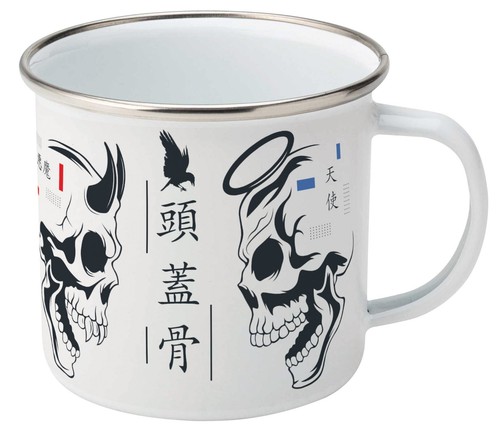 Enamel mug 350ml skull gothic - 350ml,