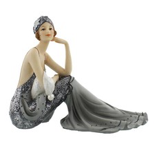 Art Deco "Susie" Lady Grey Shimmer Dress Figurine Ornament