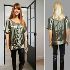 M&S TOP UK 14 LIMITED COLLECTION SAGE GREEN SATIN LOOK SHORT SLEEVE #2