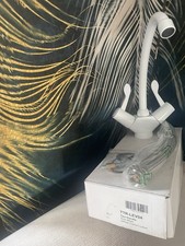 Trisen White 2 Handle Kitchen Sink Mixer Tap - Solid Brass Body - TTR-LEVO4