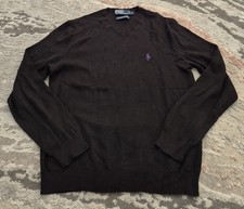 Mens Ralph Lauren Pima Cotton Jumper Size L V-Neck