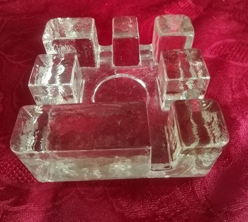 Blenko glass block tea light - tea,