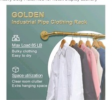Wall Mounted Clothes Rail Golden 81.5 cm Metal Rail With Fittings