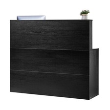 Reception Desk L-Shaped Front Counter Table 55.12 in Black Office Table